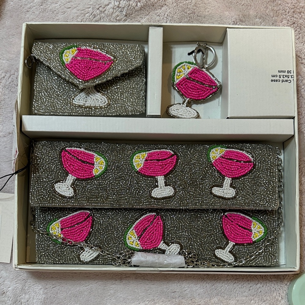 Rachel Zoe Beaded Cocktail Clutch and Accessories Set